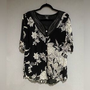 Appointments Black Jeweled Blouse Size 1X